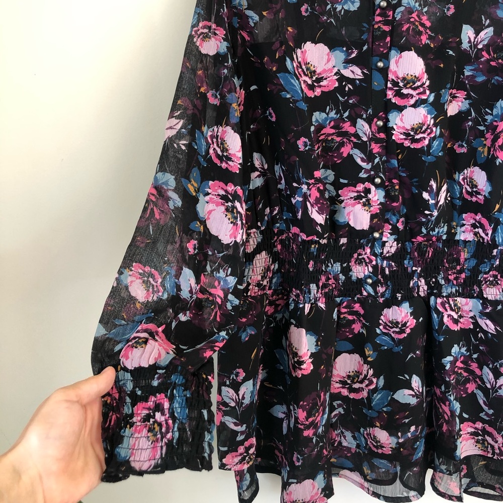 Roaman’s plus size floral peplum tiered blouse top - Picture 4 of 8